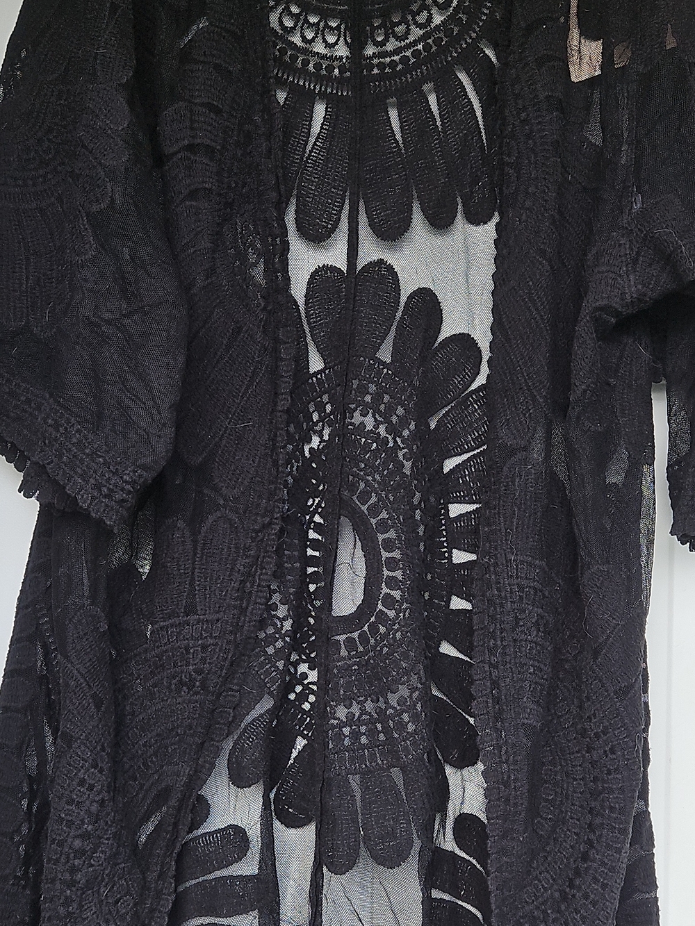 Black Crochet Lace Swim Coverup - Breezy Beach Kimono